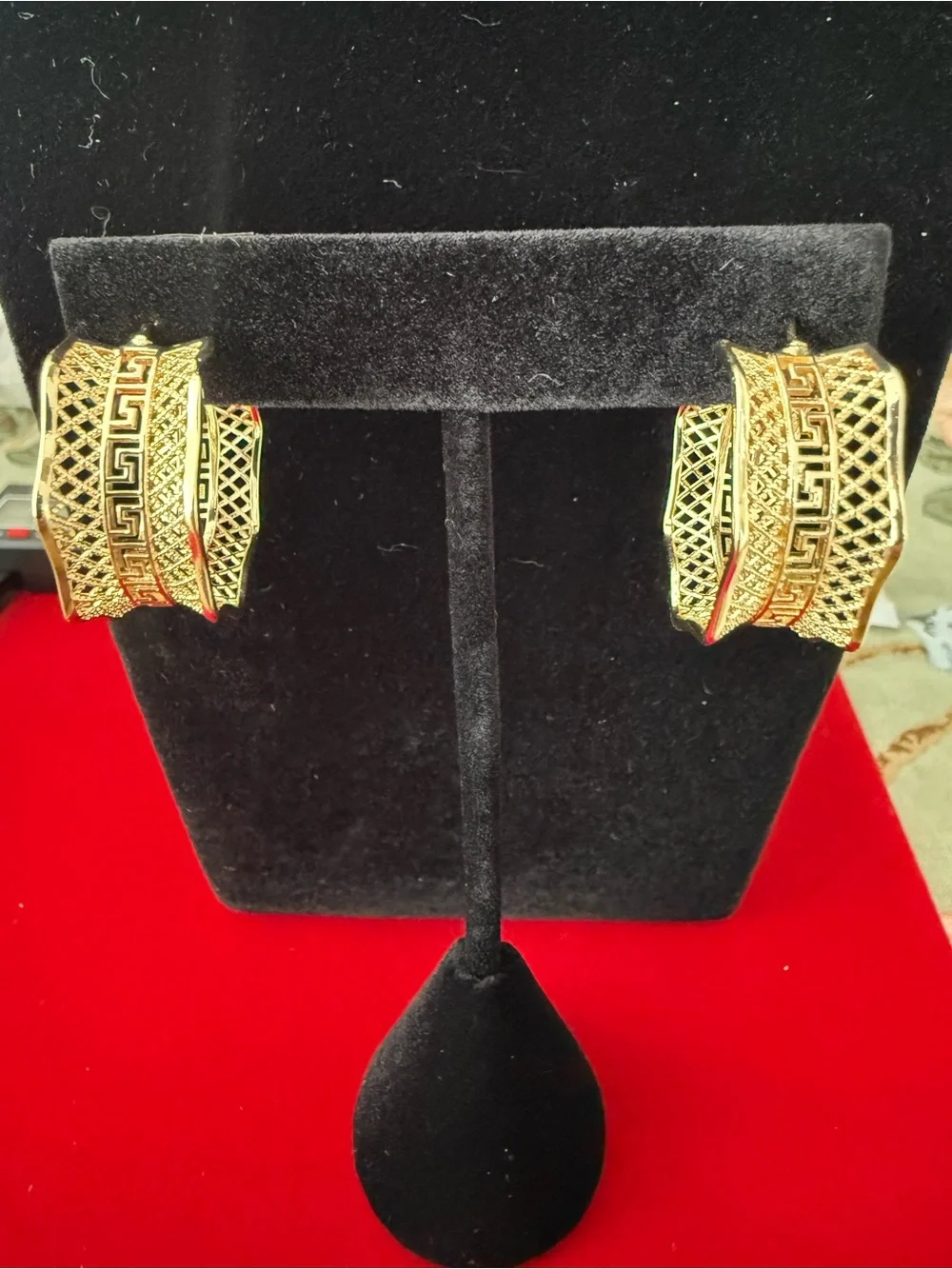 18K Gold Dipped Greek Key Statement Hoops